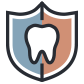 Animated tooth on a shield icon