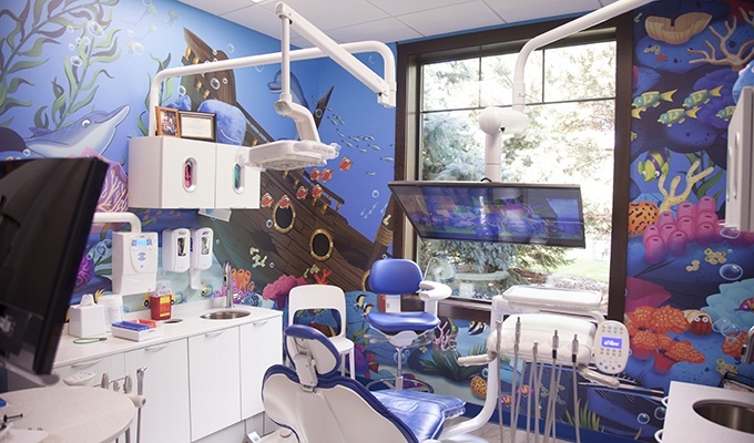 Fun underwater theme kids exam room